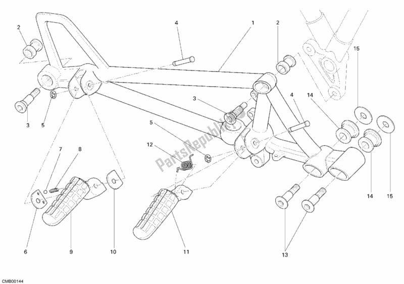 All parts for the Footrests, Right of the Ducati Sportclassic Sport 1000 USA 2007
